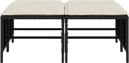 vidaXL - Tuinkrukken - met - kussens - 4 - st - poly - rattan - zwart