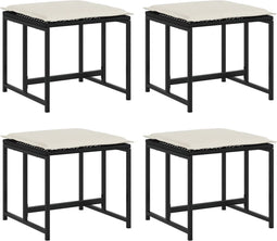 vidaXL - Tuinkrukken - met - kussens - 4 - st - poly - rattan - zwart