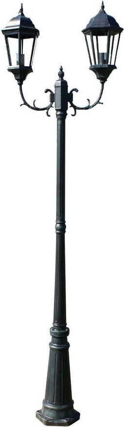 vidaXL Tuinlantaarn met 2 armen 230 cm aluminium donkergroen/zwart