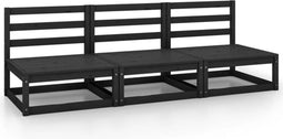 vidaXL - Tuinmiddenbank - 3 - st - massief - grenenhout - zwart