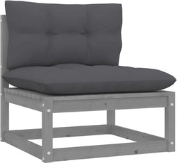 vidaXL - Tuinmiddenbank - met - antracietkleurige - kussens - grenenhout - grijs