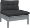 vidaXL - Tuinmiddenbank - met - antracietkleurige - kussens - grenenhout - grijs