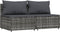 vidaXL - Tuinmiddenbank - met - kussens - 2 - st - poly - rattan - grijs