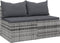 vidaXL - Tuinmiddenbank - met - kussens - 2 - st - poly - rattan - grijs
