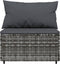 vidaXL - Tuinmiddenbank - met - kussens - 2 - st - poly - rattan - grijs
