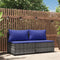 vidaXL - Tuinmiddenbank - met - kussens - 2 - st - poly - rattan - grijs