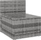 vidaXL - Tuinmiddenbank - met - kussens - 2 - st - poly - rattan - grijs