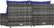 vidaXL - Tuinmiddenbank - met - kussens - 2 - st - poly - rattan - grijs