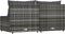 vidaXL - Tuinmiddenbank - met - kussens - 2 - st - poly - rattan - grijs