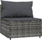 vidaXL - Tuinmiddenbank - met - kussens - 2 - st - poly - rattan - grijs