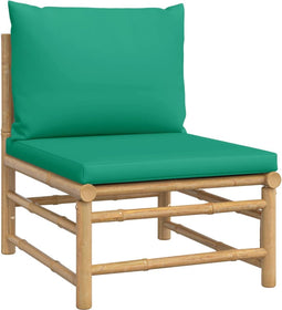 vidaXL - Tuinmiddenbank - met - kussens - bamboe - groen