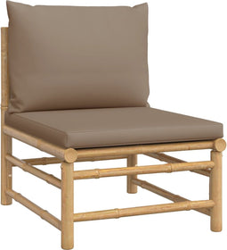 vidaXL - Tuinmiddenbank - met - kussens - bamboe - taupe