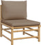 vidaXL - Tuinmiddenbank - met - kussens - bamboe - taupe