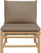 vidaXL - Tuinmiddenbank - met - kussens - bamboe - taupe