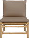 vidaXL - Tuinmiddenbank - met - kussens - bamboe - taupe