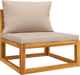 vidaXL - Tuinmiddenbank - met - kussens - massief - acaciahout - taupe