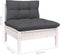 vidaXL - Tuinmiddenbank - met - kussens - massief - grenenhout - wit
