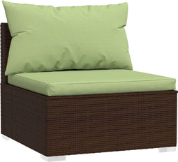 vidaXL - Tuinmiddenbank - met - kussens - poly - rattan - bruin