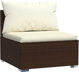 vidaXL - Tuinmiddenbank - met - kussens - poly - rattan - bruin