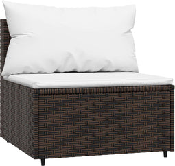 vidaXL - Tuinmiddenbank - met - kussens - poly - rattan - bruin
