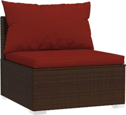 vidaXL - Tuinmiddenbank - met - kussens - poly - rattan - bruin