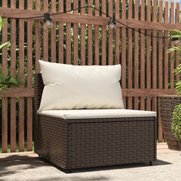 vidaXL - Tuinmiddenbank - met - kussens - poly - rattan - bruin