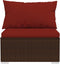vidaXL - Tuinmiddenbank - met - kussens - poly - rattan - bruin