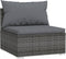 vidaXL - Tuinmiddenbank - met - kussens - poly - rattan - grijs