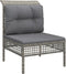 vidaXL - Tuinmiddenbank - met - kussens - poly - rattan - grijs