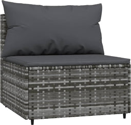 vidaXL - Tuinmiddenbank - met - kussens - poly - rattan - grijs