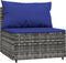 vidaXL - Tuinmiddenbank - met - kussens - poly - rattan - grijs