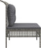 vidaXL - Tuinmiddenbank - met - kussens - poly - rattan - grijs