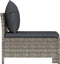 vidaXL - Tuinmiddenbank - met - kussens - poly - rattan - grijs
