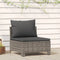 vidaXL - Tuinmiddenbank - met - kussens - poly - rattan - grijs