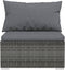 vidaXL - Tuinmiddenbank - met - kussens - poly - rattan - grijs