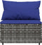 vidaXL - Tuinmiddenbank - met - kussens - poly - rattan - grijs