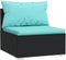 vidaXL - Tuinmiddenbank - met - kussens - poly - rattan - zwart