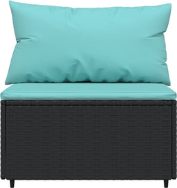 vidaXL - Tuinmiddenbank - met - kussens - poly - rattan - zwart