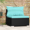 vidaXL - Tuinmiddenbank - met - kussens - poly - rattan - zwart