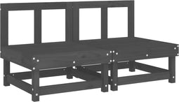 vidaXL - Tuinmiddenbanken - 2 - st - massief - grenenhout - grijs