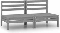 vidaXL - Tuinmiddenbanken - 2 - st - massief - grenenhout - grijs