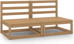 vidaXL - Tuinmiddenbanken - 2 - st - massief - grenenhout - honingbruin