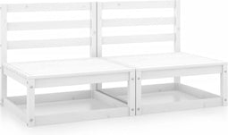 vidaXL - Tuinmiddenbanken - 2 - st - massief - grenenhout - wit
