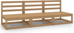 vidaXL - Tuinmiddenbanken - 3 - st - massief - grenenhout - honingbruin
