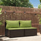 vidaXL - Tuinmiddenbanken - met - kussens - 2 - st - poly - rattan - bruin