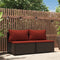 vidaXL - Tuinmiddenbanken - met - kussens - 2 - st - poly - rattan - bruin