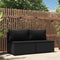 vidaXL - Tuinmiddenbanken - met - kussens - 2 - st - poly - rattan - zwart