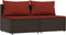 vidaXL - Tuinmiddenbanken - met - kussens - 2 - st - poly - rattan - bruin