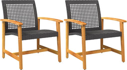 vidaXL - Tuinnstoelen - 2 - st - poly - rattan - en - acaciahout - zwart