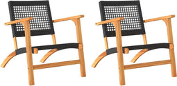 vidaXL - Tuinnstoelen - 2 - st - poly - rattan - en - acaciahout - zwart
